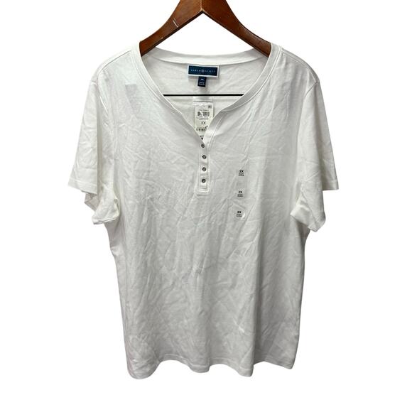 Karen Scott Plus Shirt Blouse 2X Cotton Stretch NEW # G720 - Picture 5 of 5